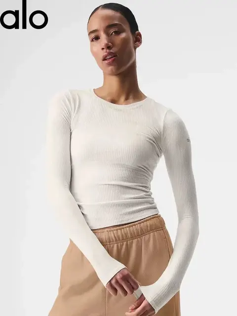 alo Long Sleeve Ribbed Crop Top