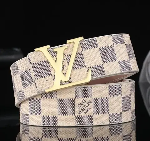 Louis Vuitton Damier Azur Belt with Gold-tone LV Buckle