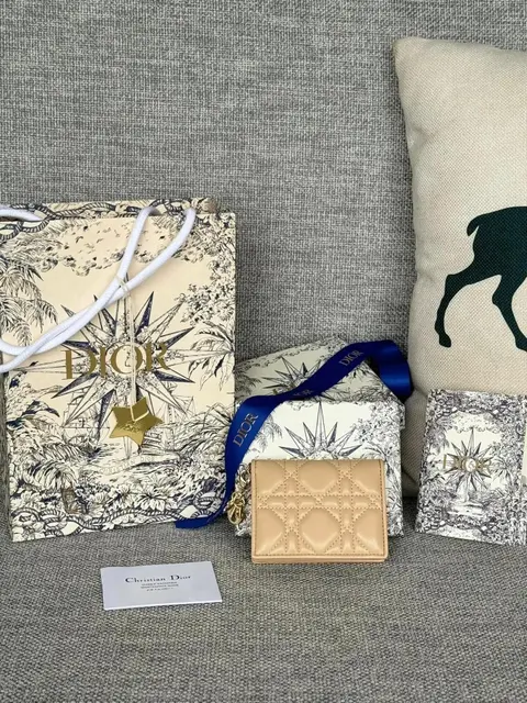 Dior Quilted Leather Wallet with Gift Packaging