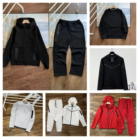 Men's Tracksuit Collection - Hoodie and Jogger Set in Black, White, and Red
