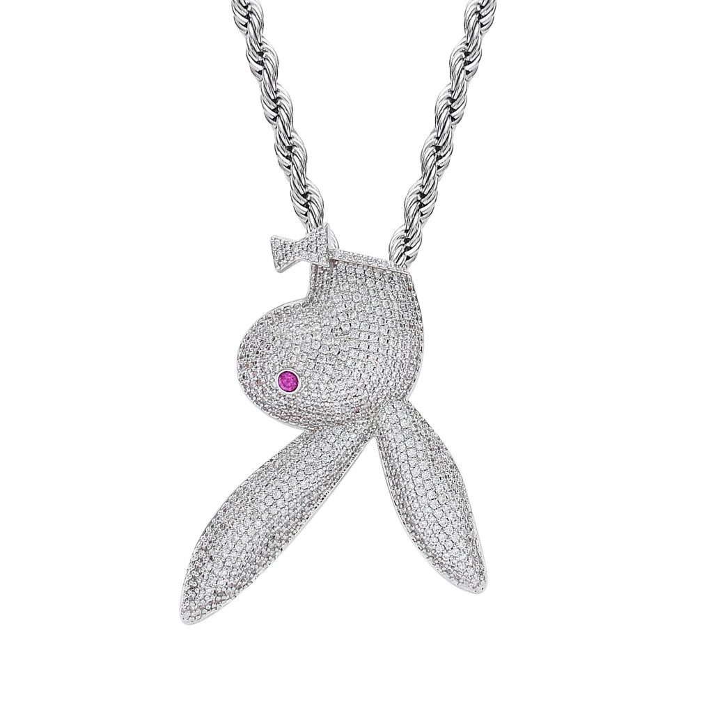 银色兔子+3mm*60cm不锈钢麻花链