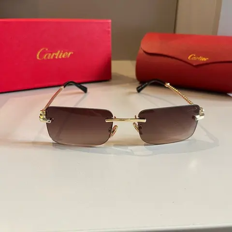 Cartier Rimless Sunglasses with Gold Frame