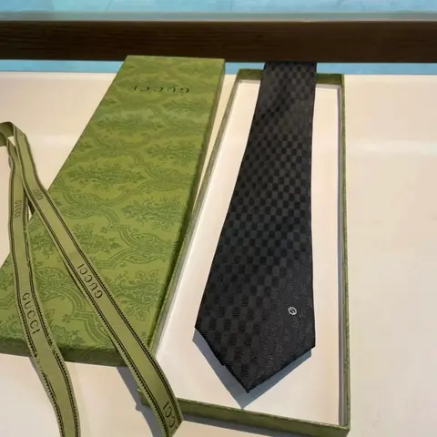 Gucci Checkered Silk Tie with Green Packaging