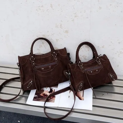 Balenciaga Classic Calfskin Suede Tote Bag