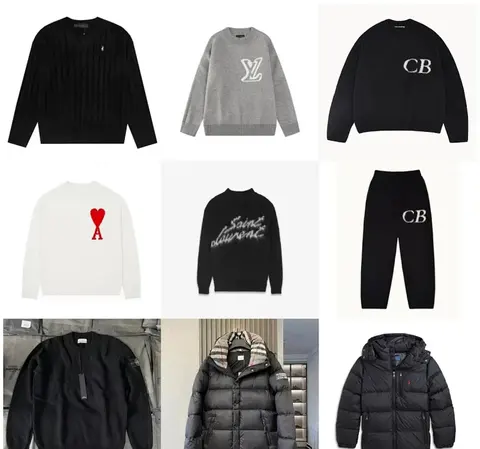 Designer Apparel Collection Featuring Ralph Lauren, Louis Vuitton, Saint Laurent, and CB Logo Sweaters and Outerwear