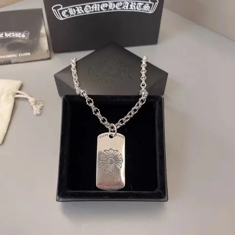 Chrome Hearts Silver Dog Tag Necklace