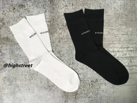 Balenciaga Logo Crew Socks - Black and White