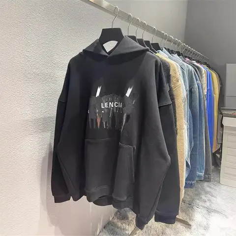 LENCIA Printed Black Hoodie