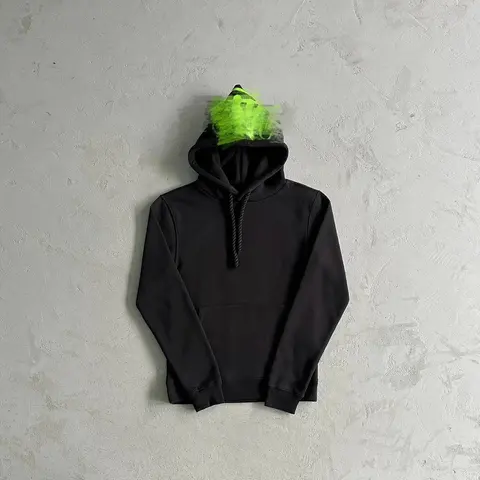 Black Hoodie with Neon Green Smoke Effect