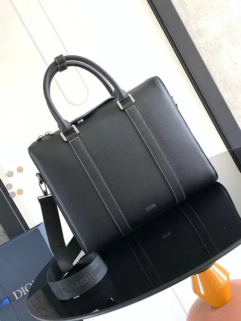 Dior Black Leather Tote Bag