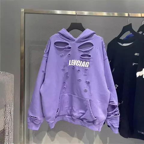 LENCIAG Distressed Purple Hoodie