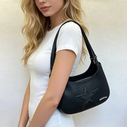 Black Star Embossed Shoulder Bag