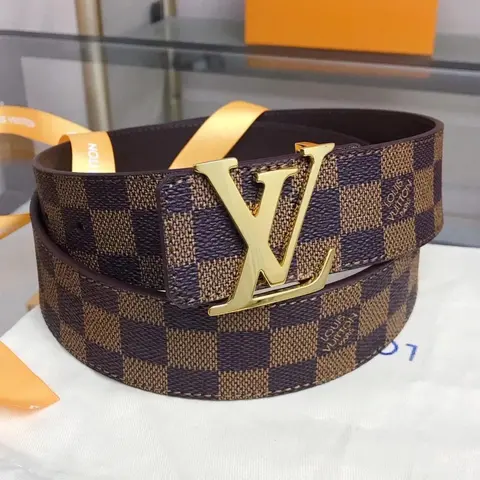 Louis Vuitton Damier Ebene Belt with Gold-tone LV Buckle