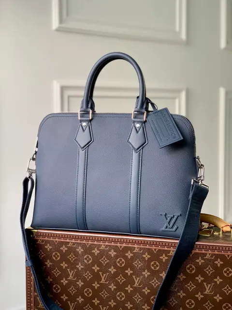 Louis Vuitton Navy Blue Leather Handbag