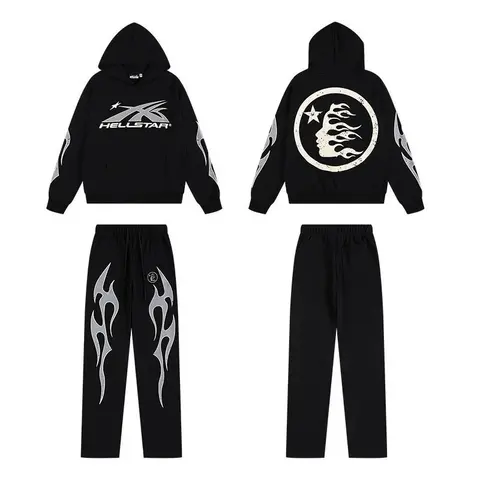 Hellstar Black Flame Hoodie and Pants Set