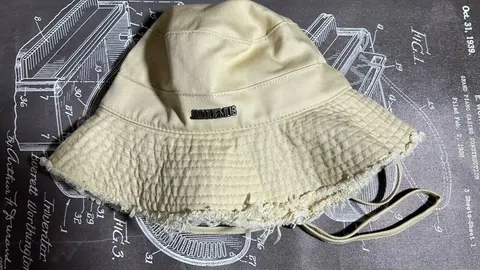 Jacquemus Beige Bucket Hat with Frayed Brim