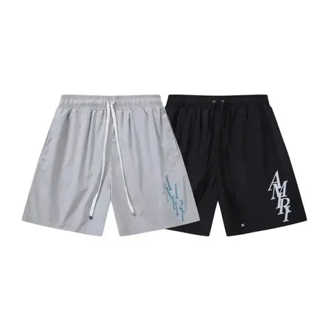 AMR Logo Drawstring Shorts - Gray and Black