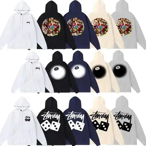 Stussy Collection Hoodies with Floral, 8-Ball, and Dice Designs