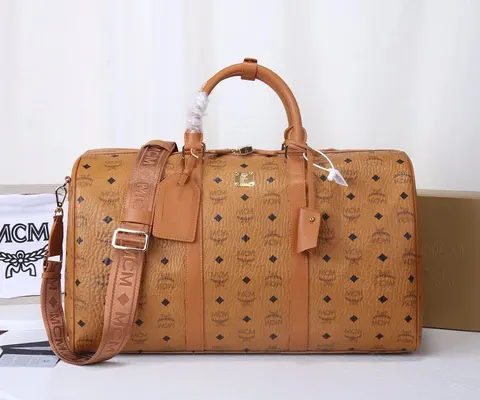 MCM Brown Monogram Weekender Duffle Bag