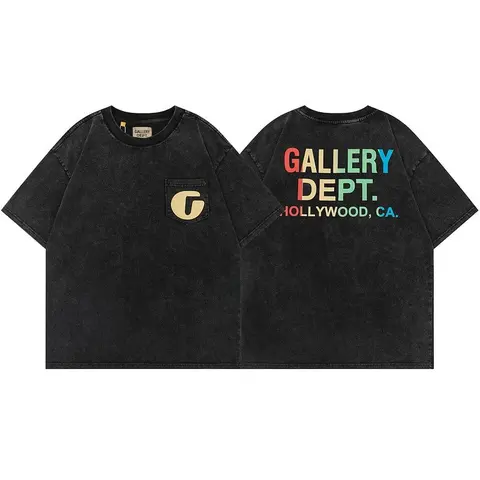 Gallery Dept. Black T-Shirt with Rainbow Logo