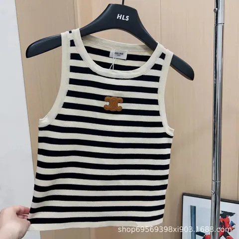 Celine Paris Striped Knit Tank Top