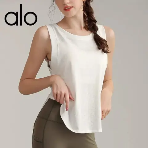 alo White Sleeveless Tank Top