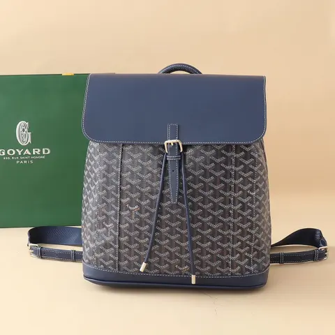 Goyard Saint Louis Backpack in Navy Blue and Monogram Canvas