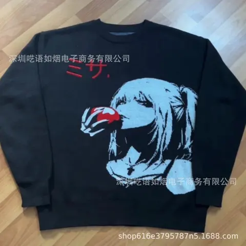 Misa Anime Character Printed Black Sweatshirt