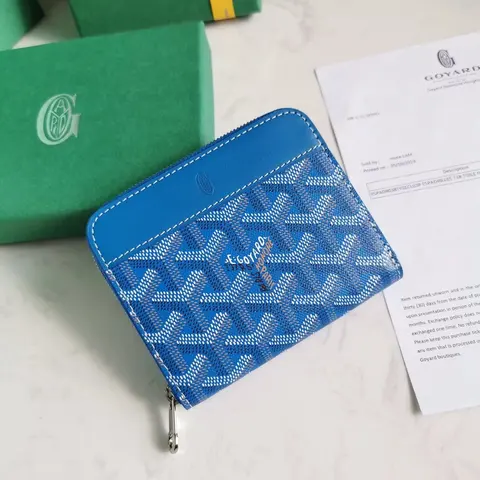 Goyard Blue Monogram Zip Wallet