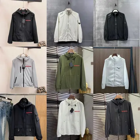 Prada Men's Hooded Windbreaker Jacket Collection