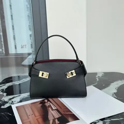 Celine Black Leather Trapeze Bag with Gold Hardware