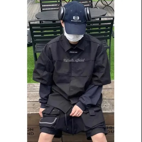 Balenciaga Black Oversized Shirt with Cargo Shorts Set