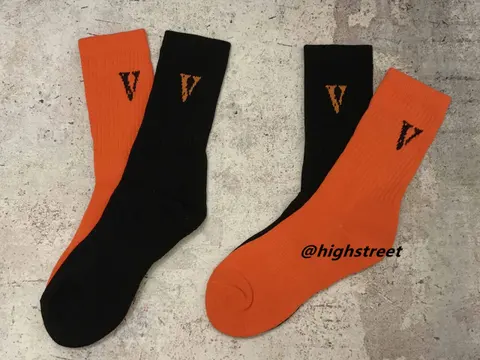 Vlone PopUp Limited Edition Orange/Black Streetwear Towel-Soled Socks