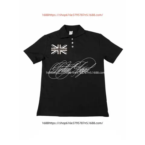 Christian Louboutin Black Polo Shirt with Union Jack and Signature Logo