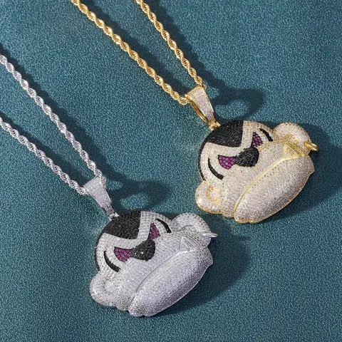 Cartoon Character Pendant Necklace with Diamond-Encrusted Design
