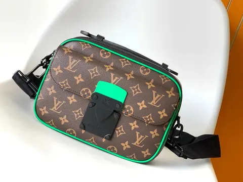 Louis Vuitton Monogram Canvas Crossbody Bag with Green Trim