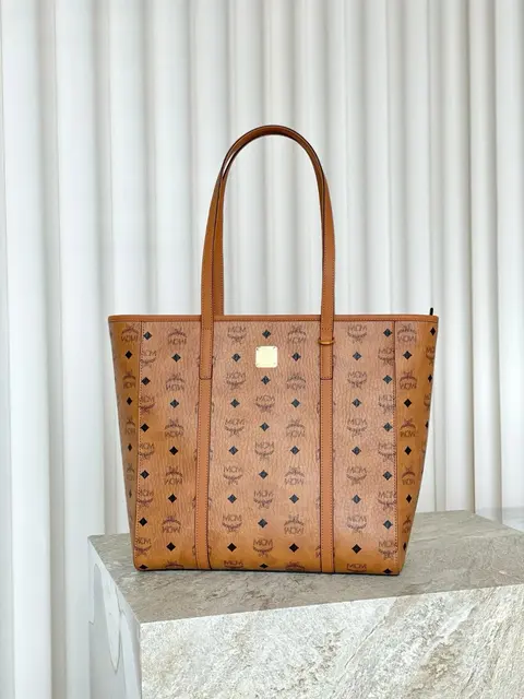 MCM Medium Tote Bag in Monogram Print