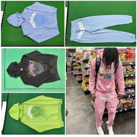 Spider Web Print Hoodie and Sweatpants Set