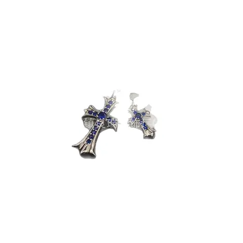 Vintage-Inspired Double Cross Pendant Necklace with Colorful Rhinestones, Unisex Everyday Wear