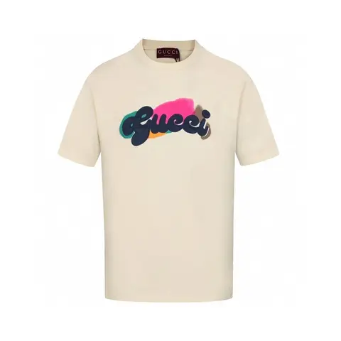 Gucci Cream T-Shirt with Colorful Logo