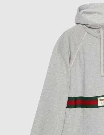 Gucci Gray Hoodie with Web Stripe