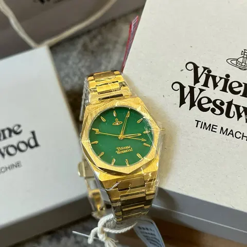 Vivienne Westwood Time Machine Gold Watch with Green Dial