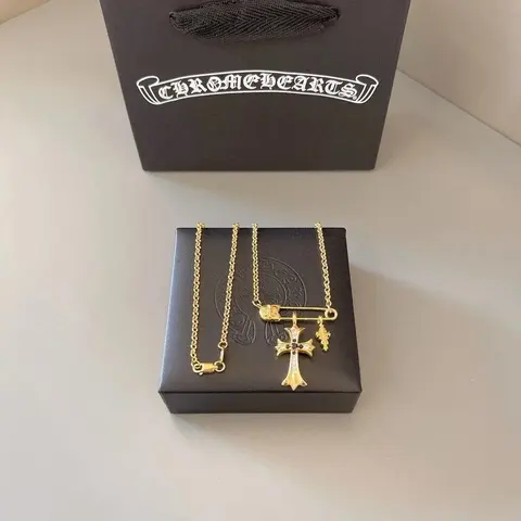 Chrome Hearts Gold Cross Pendant Necklace
