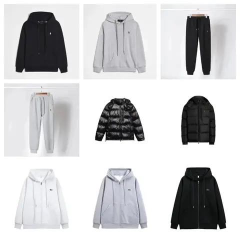 Polo Ralph Lauren and Lacoste Hoodies, Sweatpants, and Puffer Jackets Collection