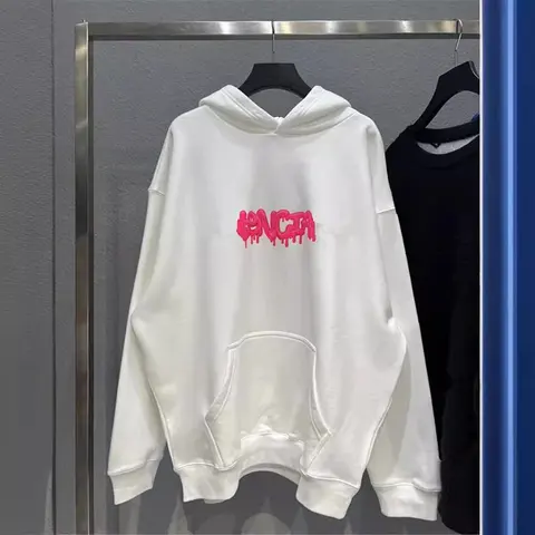 White Hoodie with Pink 'GONCIA' Drip Logo