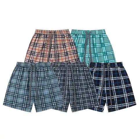 Plaid Pattern Men's Swim Shorts Set