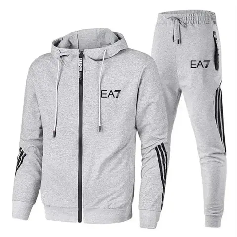 EA7 Gray Hoodie and Jogger Set