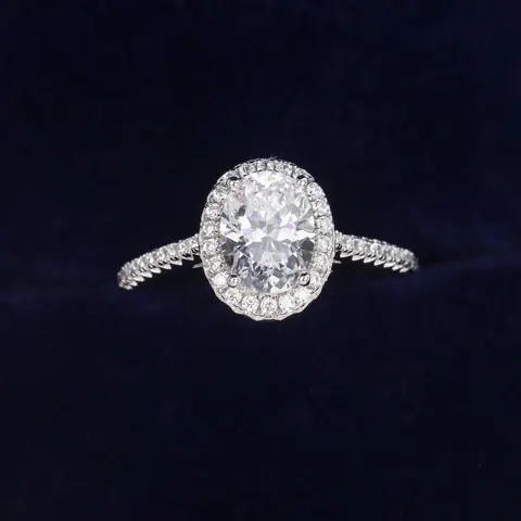 Oval Diamond Halo Engagement Ring