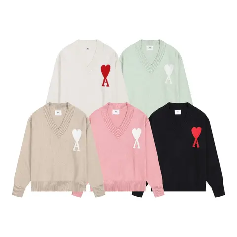 AMI Paris Heart A Logo V-Neck Sweaters Collection