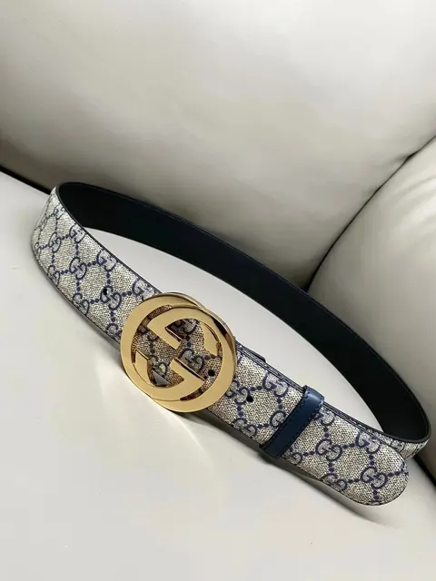 Gucci GG Supreme Belt with Gold-tone Buckle
